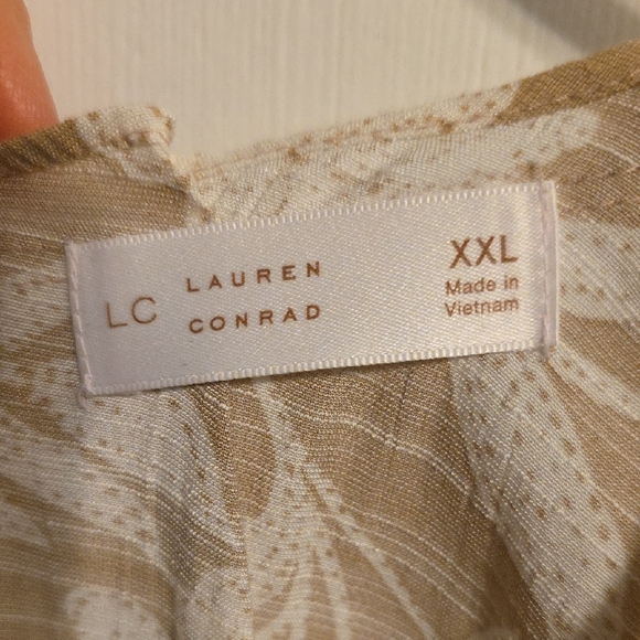 LC Lauren Conrad Tan Floral Blouse - Picture 2 of 8
